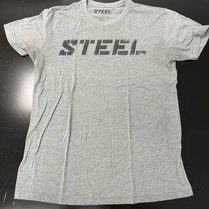 STEEL Supplements Official Logo Workout Cotton Gray T Shirt- Size Small